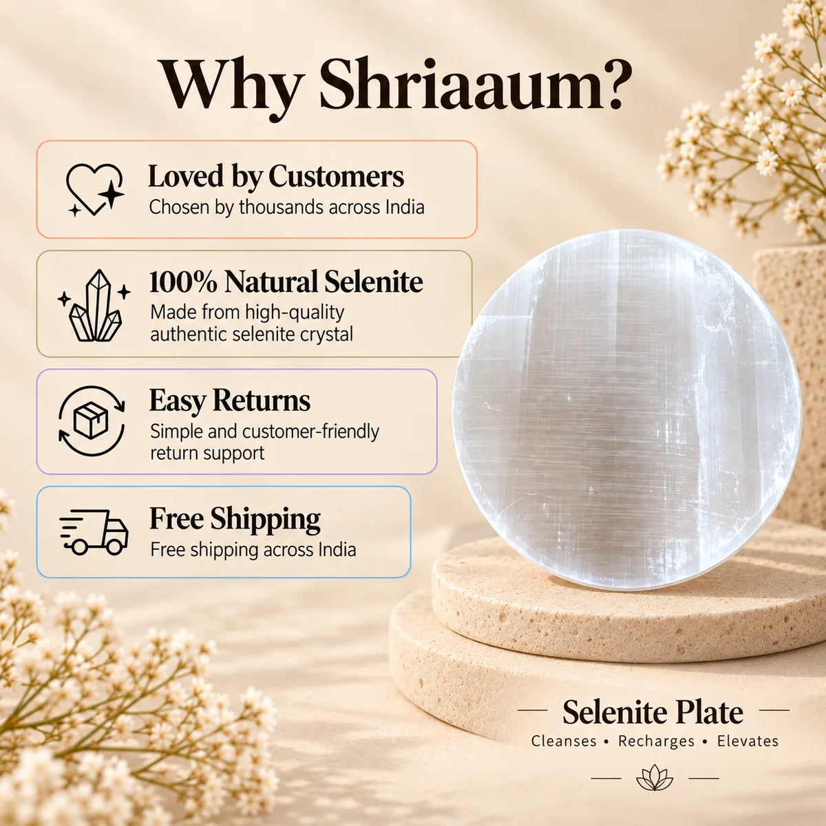 Selenite Charging Plate – Cleanse & Recharge