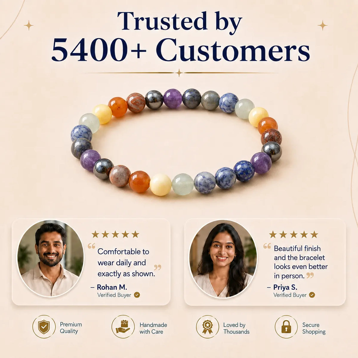Natural Seven Chakra 8MM Bracelet