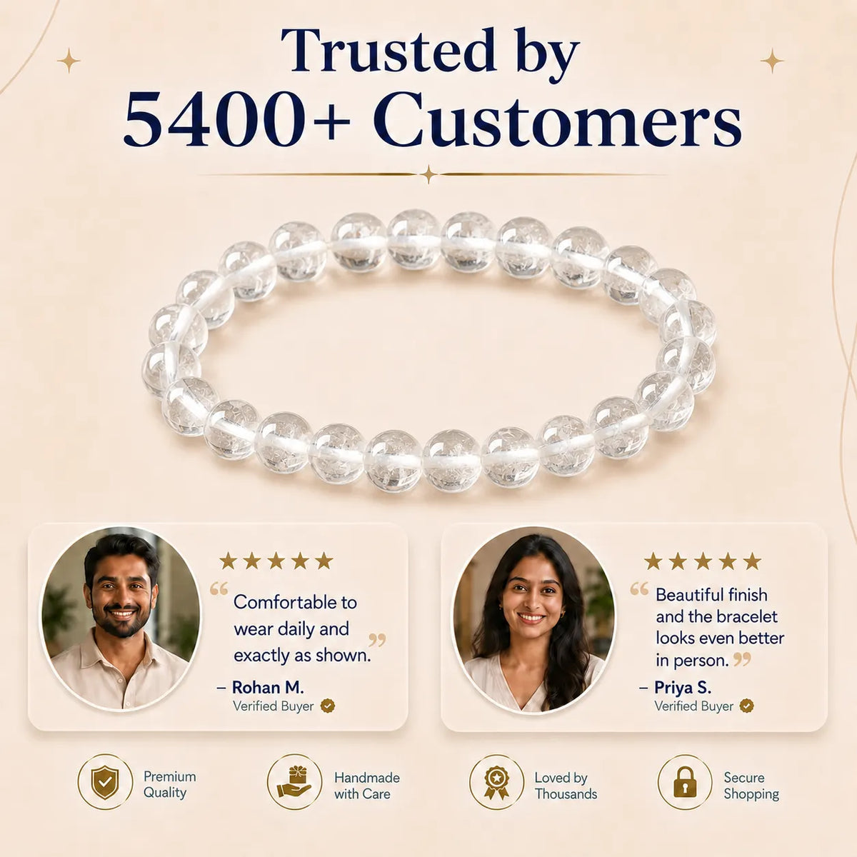 Natural Clear Quartz 8mm Bracelet