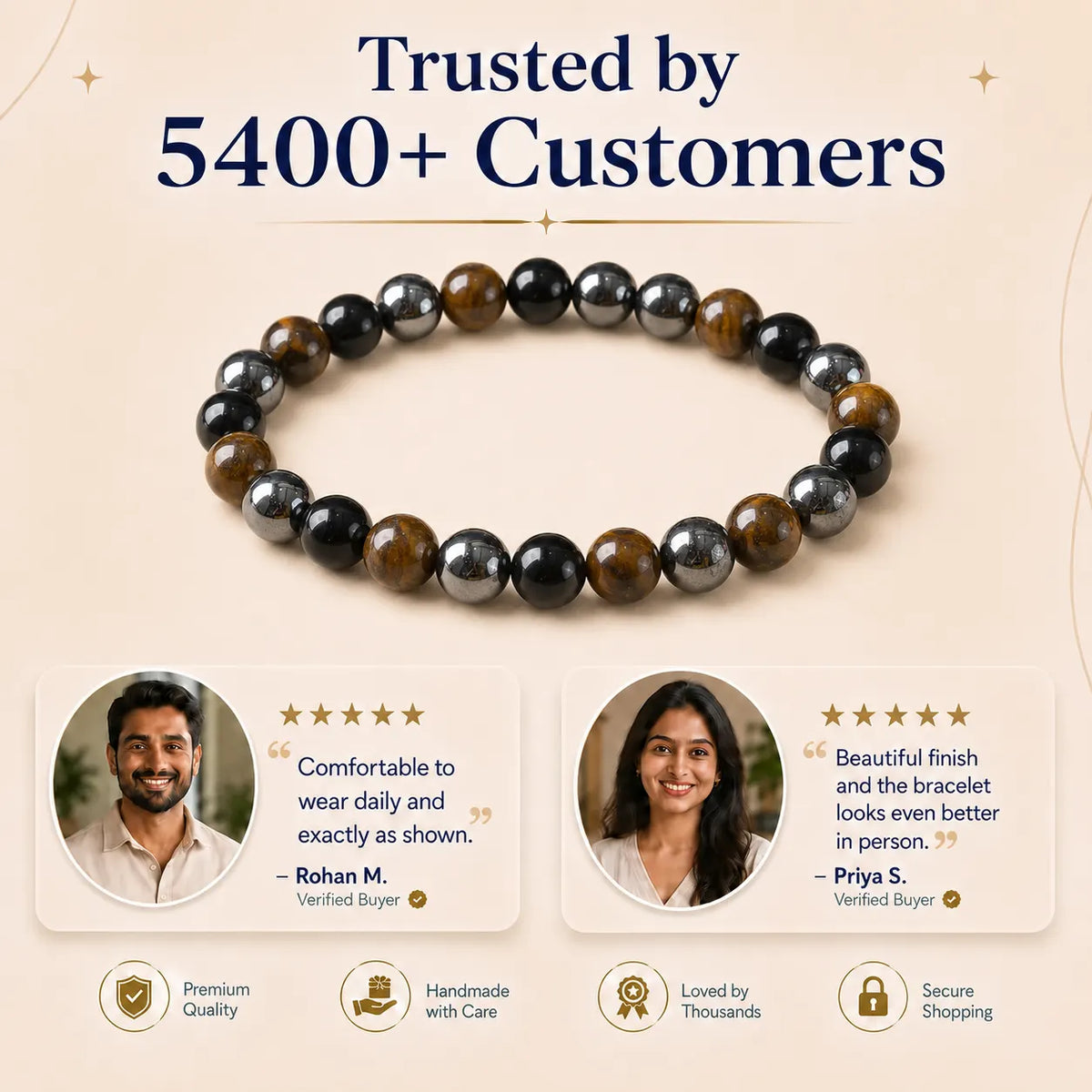 Natural Triple Protection 8mm Bracelet