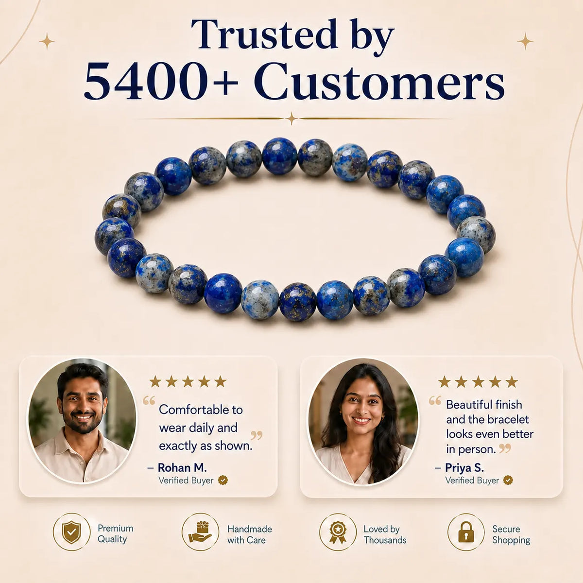 Natural Lapis Lazuli 8mm Bracelet