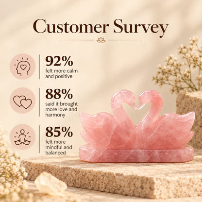 Natural Swan Duo-Rose quartz Love Birds