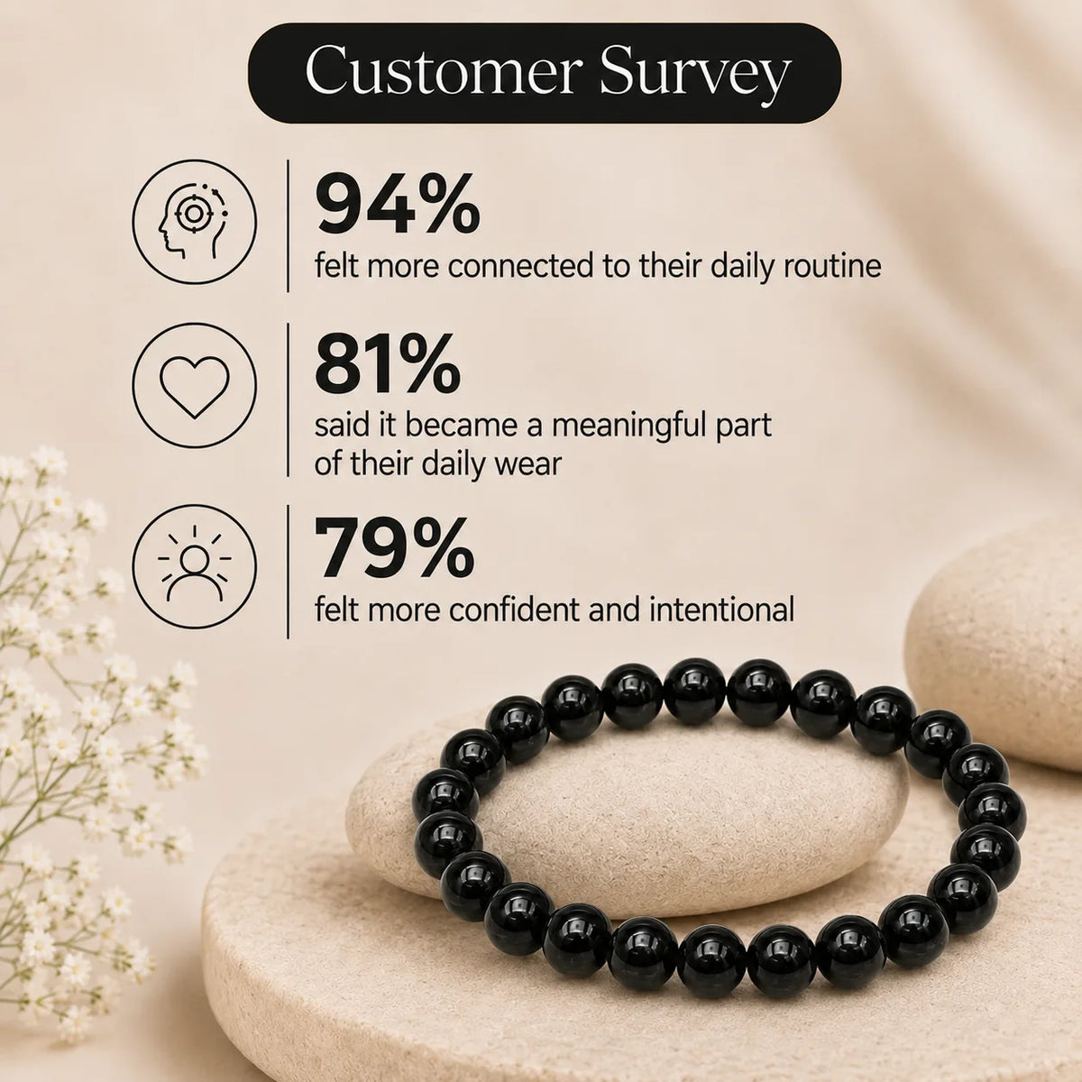 Natural Black tourmaline 8mm Bracelet