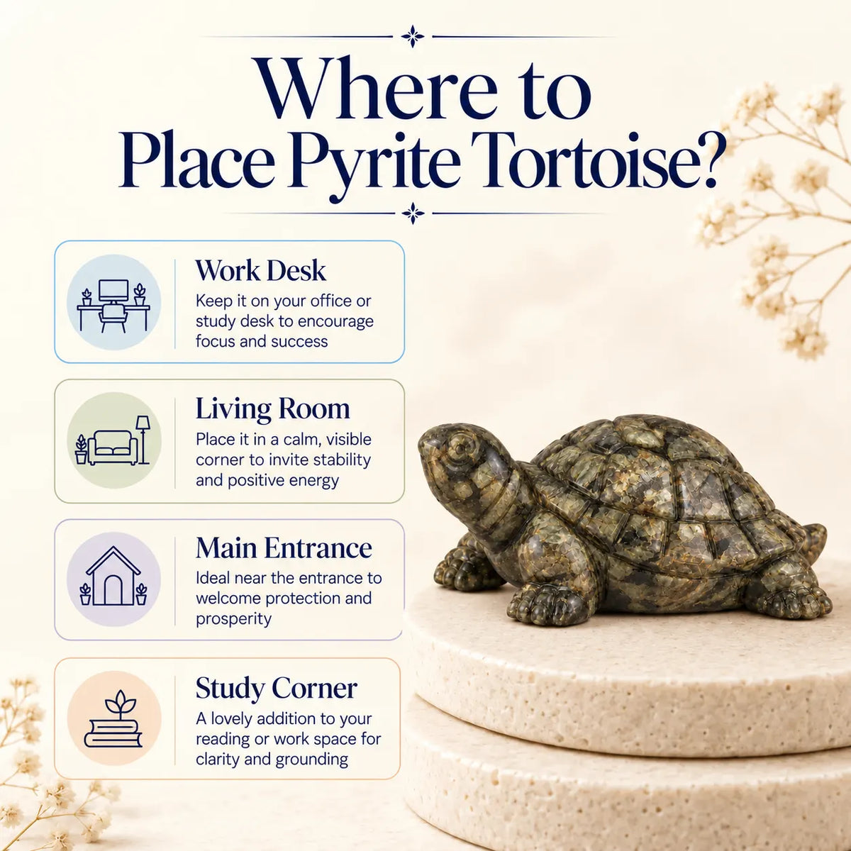 Natural Pyrite Tortoise for Wealth & Prosperity