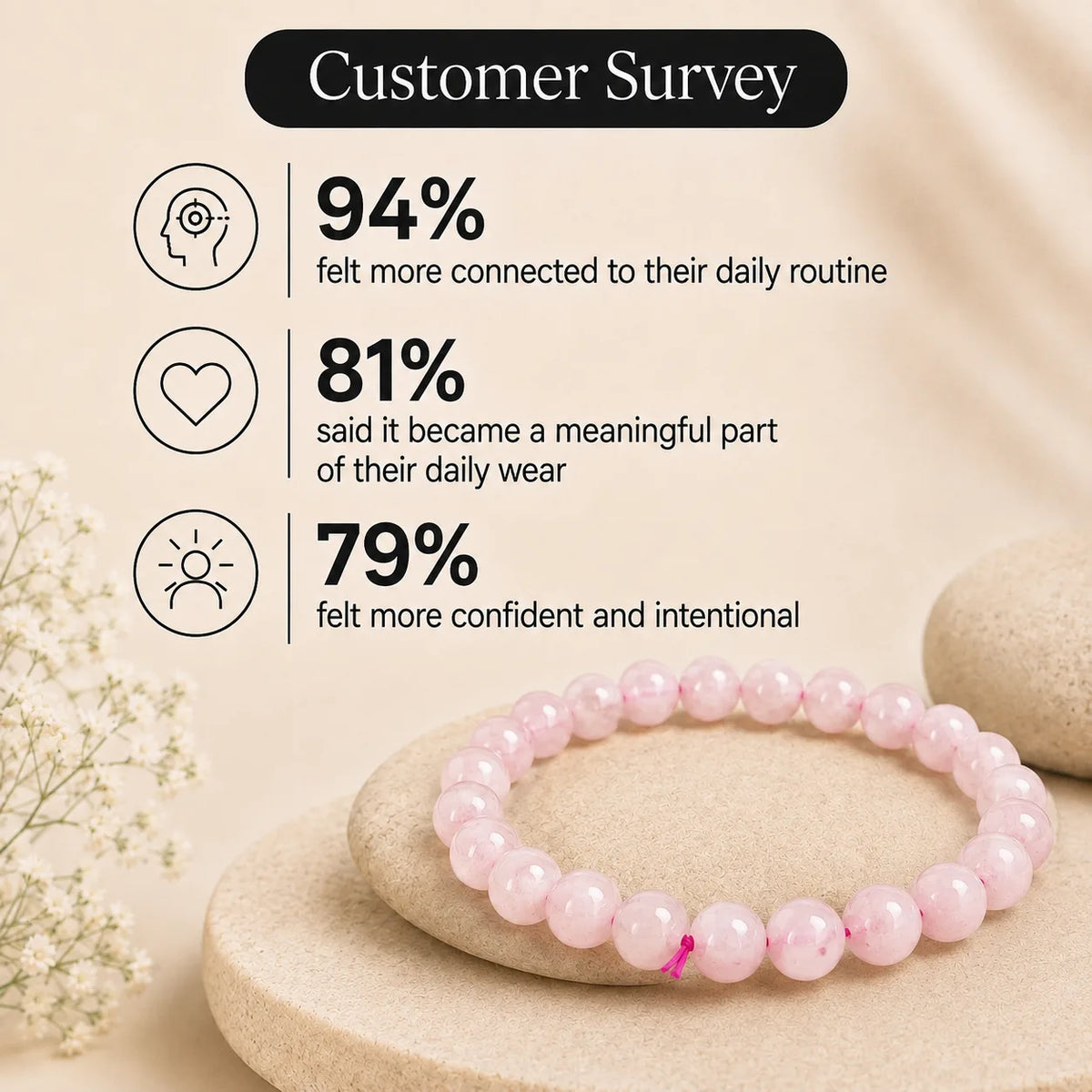 Natural Rose quartz 8mm Bracelet