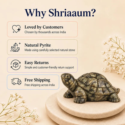Natural Pyrite Tortoise for Wealth & Prosperity
