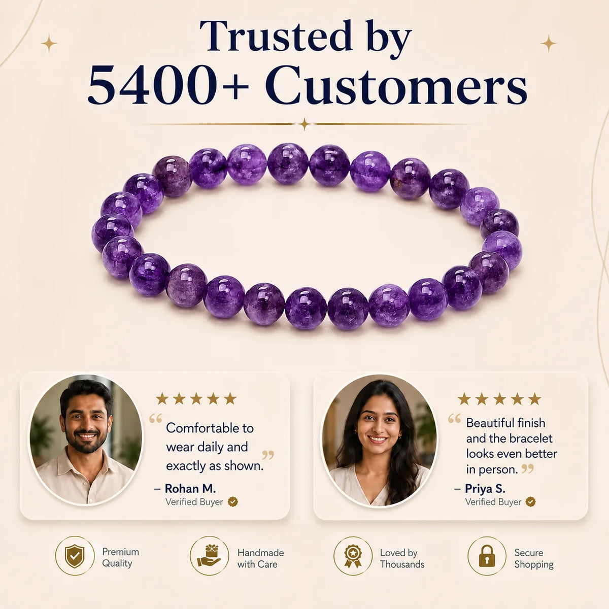 Natural Amethyst-8mm Bracelet